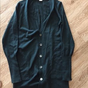J Crew dark green cardigan size medium